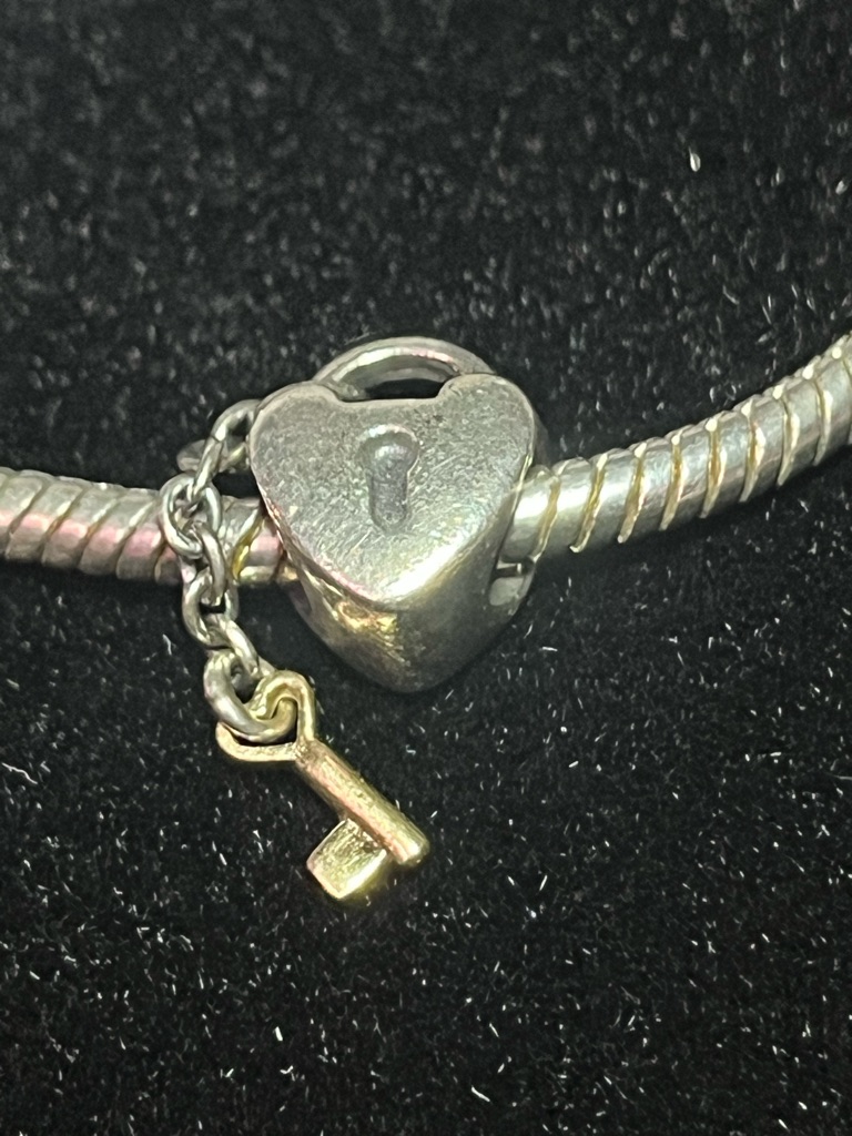 Pandora Lock And Key Charm Sterling Silver Lock With Gold Key